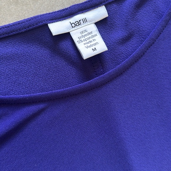 Bar III Purple Cold Shoulder Shift Dress with Tie Sleeves - Size M - Picture 3 of 8